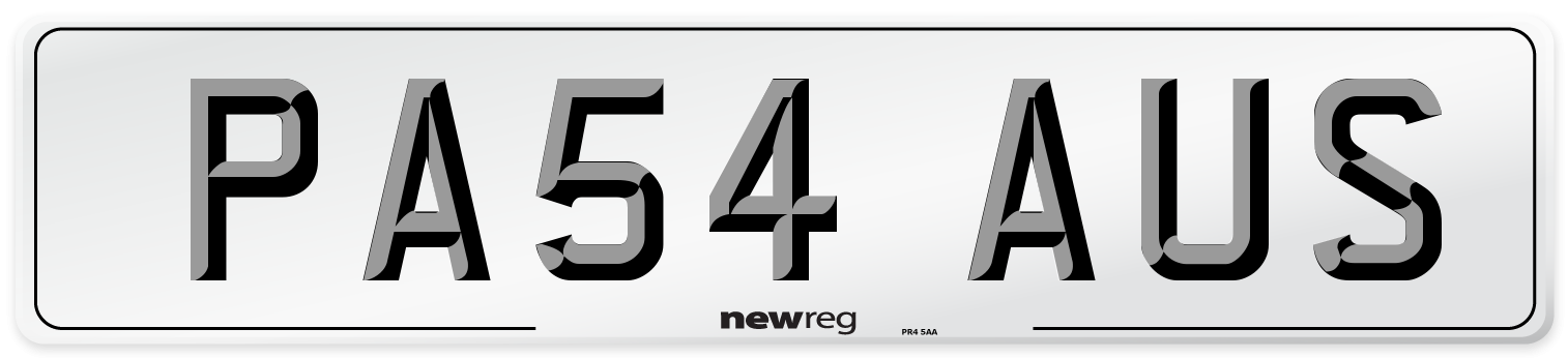 PA54 AUS Number Plate from New Reg